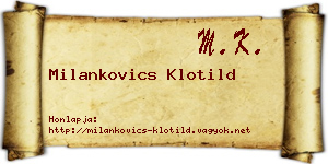 Milankovics Klotild névjegykártya